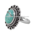 Tibetan Turquoise Gemstone 925 Sterling Silver Ring Jewelry